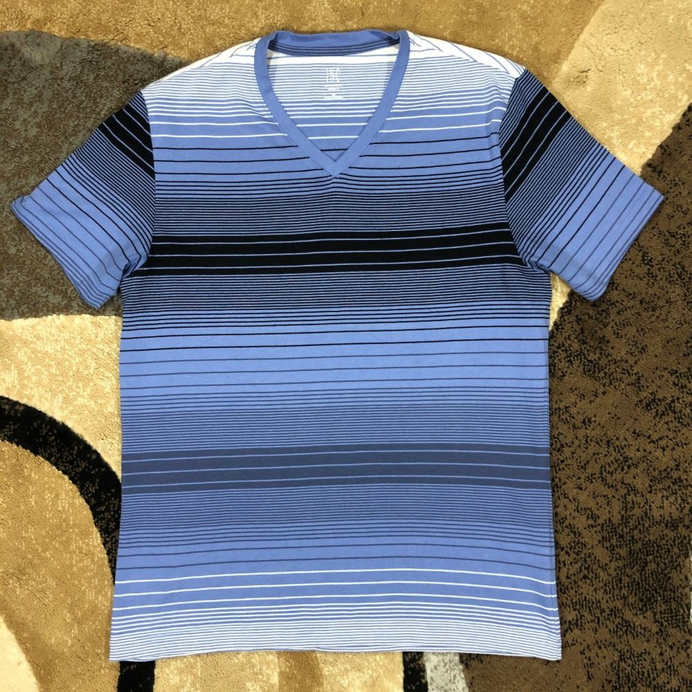 Men’s Blue INC Striped Tee, Size Medium - Picture 2 of 8